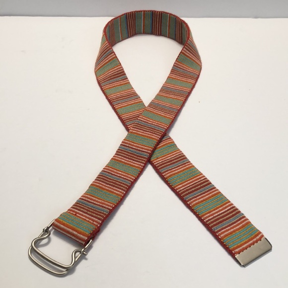 Multi-Color Stripe Metal Ends Cloth Belt size 6 - Picture 4 of 8